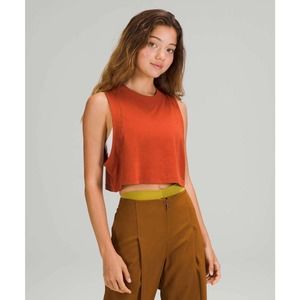 Lululemon Womens All Yours Crop Tank Top Sleeveless Crew Neck Aztec Brick Size M